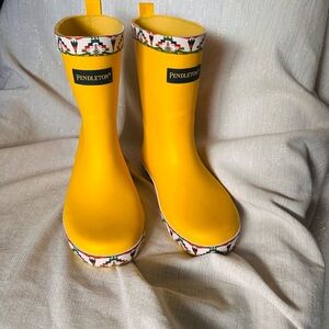 Pendleton Kids' Vibrant Yellow Rain Boots with Patterned Trim